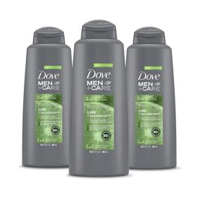 img 4 attached to 🍃 DOVE MEN + CARE 2-in-1 Shampoo and Conditioner for Healthy-Looking Hair Lime + Cedarwood - Naturally Derived, Plant-Based Cleansers - 20.4 oz 3