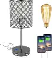 touch control crystal table lamp - desk small lamp with dual usb charging ports logo