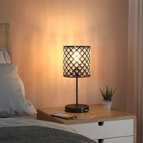 img 2 attached to Touch Control Crystal Table Lamp - Desk Small Lamp With Dual USB Charging Ports