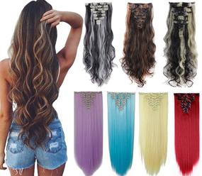 img 4 attached to Clips 17 26 Straight Extensions Hairpiece Hair Care and Hair Extensions, Wigs & Accessories