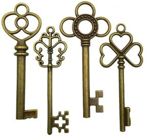 img 4 attached to 🔑 Set of 40 Steampunk Antique Bronze Vintage Skeleton Keys for Crafts, Party Favors, Gifts Decoration