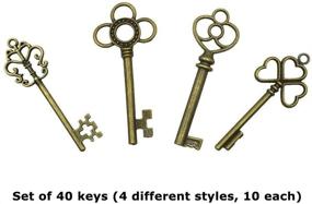 img 2 attached to 🔑 Набор из 40 стимпанк антикварных бронзовых винтажных скелетных ключей для рукоделия, подарков на вечеринки и декора