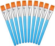 flat artist paint brushes - 1 inch synthetic nylon hair paintbrush for fine art painting, watercolor, acrylic, oil, and detail work - ideal for kids - sky blue (pack of 10) logo