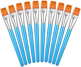 img 4 attached to Flat Artist Paint Brushes - 1 Inch Synthetic Nylon Hair Paintbrush for Fine Art Painting, Watercolor, Acrylic, Oil, and Detail work - Ideal for Kids - Sky Blue (Pack of 10)