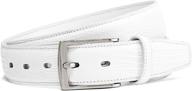mens white genuine leather belt logo