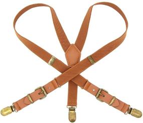 img 3 attached to Elegant Y-Back Boys' Suspenders: Elastic Tuxedo Braces with Brown Leather and Bronze Clips - Perfect for Baby Boys