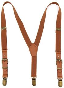 img 4 attached to Elegant Y-Back Boys' Suspenders: Elastic Tuxedo Braces with Brown Leather and Bronze Clips - Perfect for Baby Boys