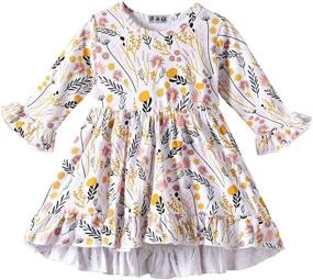 img 4 attached to 🌸 Adorable Baby Floral Toddler Girls Winter Dress – Long Sleeve One Piece Clothes with Wildflowers