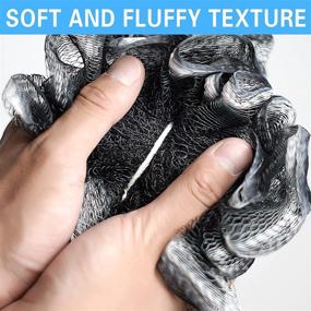 img 3 attached to Premium Loofah Back Scrubber with Carbon Fiber for Men, includes Shower Loofah Bath Sponge and Long Handle Brush