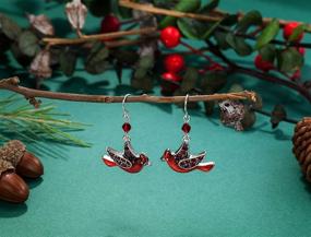 img 3 attached to 🎄 Cardinal Red Bird Dangle Earrings - Silver Plated Dangling Christmas Earrings for Gifts, Holiday Party Decorations, with Message Card & Velvet Bag - Fun and Festive!