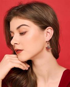 img 2 attached to 🎄 Cardinal Red Bird Dangle Earrings - Silver Plated Dangling Christmas Earrings for Gifts, Holiday Party Decorations, with Message Card & Velvet Bag - Fun and Festive!