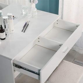 img 1 attached to 💄 Riforla Vanity Set: Lighted Mirror Makeup Table with Large Drawer - White Bedroom Furniture (12 Cool LED Bulbs)