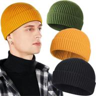 🧢 men's 3-pack wool fisherman beanies - short knit watch cap with cuffed trawler hats logo