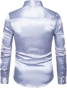img 2 attached to HENGAO Sleeves Shiny Satin Button Men's Clothing and Shirts