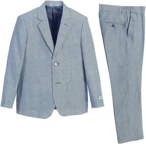 img 4 attached to Linen Jacket and Dress Pants Set for Boys' Clothing - Gioberti Suits & Sport Coats