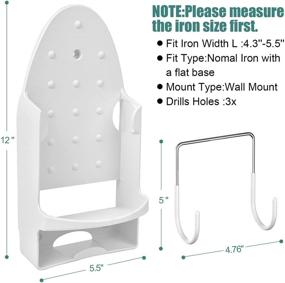 img 3 attached to 🔌 Ironing Board Hanger Wall Mount: Electric Iron Holder and Storage Organizer with Removable Hooks for Household and Laundry Room Cabinet - Max 5.5 inch Width