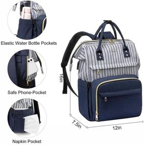 img 2 attached to 🎒 Blue-Stripe Laptop Backpack for Women - Teacher, Nurse & Travel Bag with USB Charging Port, 15.6 Inch Waterproof Work Backpack Purse, Anti-theft Design