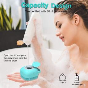 img 2 attached to 🛁 Silicone Exfoliating Bath & Shower Brush with Soap Dispenser - Includes 80ml Liquid Bath Shower Ball for Enhanced Blood Circulation and Deep Cleansing - Ideal for Women, Men, and Children (Pink)