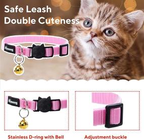 img 1 attached to Colorful Kitten Collar with Bell - Adjustable Breakaway Cat Collar for Cute Girls - Small Nylon Pet Collars in Red, Blue, Black, Pink, Orange, and Sky Blue (Set of 3)