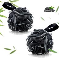 zikebtuy pack of 2 bath shower loofah sponge: bamboo charcoal infused, black & white mixed color, rich foam logo