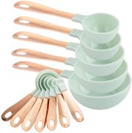 cook with color measuring cups set - 12 pc. plastic nesting kitchen measuring set and copper coated stainless steel handles - liquid and dry measuring cups - mint logo