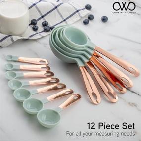 img 3 attached to COOK WITH COLOR Measuring Cups Set - 12 PC. Plastic Nesting Kitchen Measuring Set and Copper Coated Stainless Steel Handles - Liquid and Dry Measuring Cups - Mint