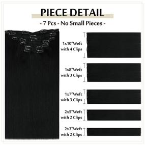 img 3 attached to 💇 Full Shine Clip in Hair Extensions Jet Black - 24 Inch Human Hair Color 1 - Natural & Lightweight 7-Piece Set for Thin Hair - Long & Silky-Smooth Straight Style