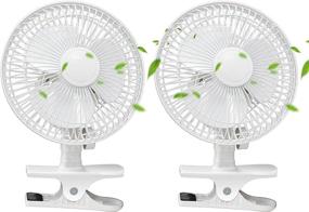 img 4 attached to 🌬️ EVELYN 6-Inch Clip Fan - Dual Quiet Speeds, Strong Grip Clamp, 360-Degree Adjustable Tilt - Ideal for Home, Office, Dorms - White (2PCS)