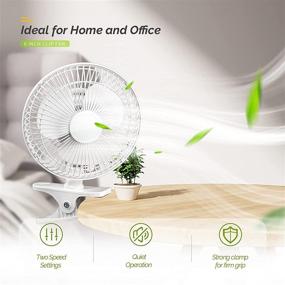 img 3 attached to 🌬️ EVELYN 6-Inch Clip Fan - Dual Quiet Speeds, Strong Grip Clamp, 360-Degree Adjustable Tilt - Ideal for Home, Office, Dorms - White (2PCS)