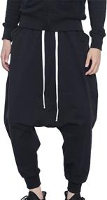 img 4 attached to 👖 Panegy Men's Hip-hop Pants: The Ultimate Collection of Casual Jogging Harem Pants with Drop Crotch - Loose, Baggy & Timeless Black Trend