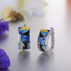 img 1 attached to 💎 Santuzza Enamel Pattern Drop Earrings 925 Sterling Silver with Colorful Cubic Zirconia Dangles