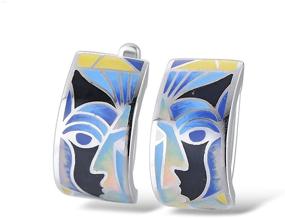 img 2 attached to 💎 Santuzza Enamel Pattern Drop Earrings 925 Sterling Silver with Colorful Cubic Zirconia Dangles