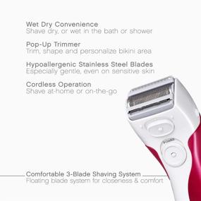 img 3 attached to 💁 Panasonic Women's Electric Shaver ES2207P - 3 Blade Cordless Razor with Pop-Up Trimmer, Close Curves, Wet Dry Operation, Independent Floating Heads