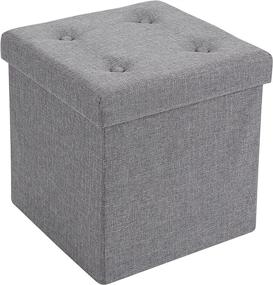 img 4 attached to 🛋️ FHE 15" Heather Grey Linen Fabric Tufted Cube Storage Ottoman - Easy Transformation for Extra Storage, Seating, Foot Rest - Perfect for Family, Guests, Decluttering