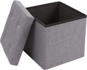 img 2 attached to 🛋️ FHE 15" Heather Grey Linen Fabric Tufted Cube Storage Ottoman - Easy Transformation for Extra Storage, Seating, Foot Rest - Perfect for Family, Guests, Decluttering