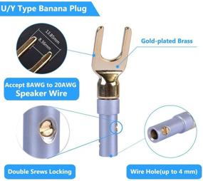 img 3 attached to 🔌 Набор из 8 винтовых аудио разъемов с позолоченными вилками и лопатками, угол наклона 45 градусов, для самостоятельной сборки колоночных проводов - 4 черных и 4 красных