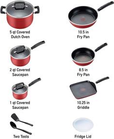 img 3 attached to 🍳 Набор кухонной посуды T-fal Signature Titanium Advanced Nonstick - 12 предметов. Коллекция красных кастрюль и сковородок.