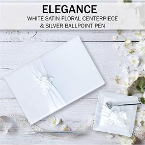 img 2 attached to 💍 Elegant Wedding Guest Book and Pen Set: White Satin Flower Design with Lined Pages for Sign-in - A Classic Touch Guestbook for the Perfect Wedding