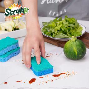 img 2 attached to 🧽 SCRUBIT Multi-Use Scrub Sponge – Non-Scratch Kitchen Sponges for Dishes, Pots & Pans - Heavy Duty & Odor-Free Rippled Scrubbing Pad, Designed for Tough Cleaning Jobs, Pack of 6