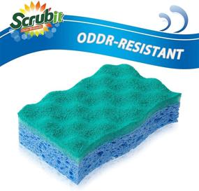 img 3 attached to 🧽 SCRUBIT Multi-Use Scrub Sponge – Non-Scratch Kitchen Sponges for Dishes, Pots & Pans - Heavy Duty & Odor-Free Rippled Scrubbing Pad, Designed for Tough Cleaning Jobs, Pack of 6