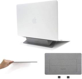 img 4 attached to 📦 SenseAGE Crisscross Foldable Laptop Stand: Invisible, Lightweight, and Anti-Slide - Perfect for MacBook Air, MacBook Pro, Tablets, and Laptops up to 15” in Grey