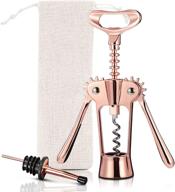 🍷 all-in-one rose gold wing corkscrew wine bottle opener: godmorn beer bottle opener with wine pourer – elegant pink stainless steel wine accessories for kitchen, chateau, restaurant, and bars logo