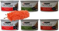 🐱 purina pro plan wet cat food entree sampler bundle with catnip toy - includes salmon rice, turkey rice, and chicken pasta spinach flavors (3 oz cans) логотип