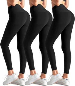 img 4 attached to 👖 Aoliks Women's Black Leggings - High Waist Tummy Control for Workout, Running, Non See-Through Yoga Pants