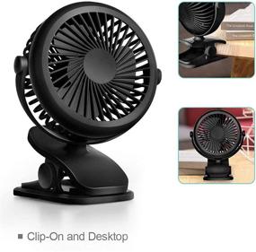 img 3 attached to Portable USB Desktop Fan with Rechargeable 2600mAh Battery, Quiet Table Fan With 3 🌬️ Speeds and 360° Rotation - Ideal Personal Fan for Baby Stroller, Table, and Outdoor Use
