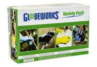 🧤 ammex variety pack gloves - 5 pairs of blue nitrile disposable gloves, 1 pair of heavy duty black latex flock lined gloves, 1 pair of yellow latex flock lined gloves, 1 pair of nitrile coated polyester gloves, size large/xl, pack of 8 pairs logo