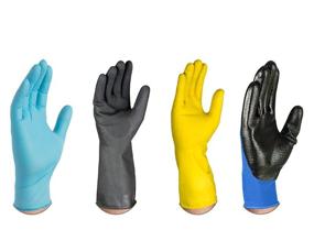img 3 attached to 🧤 AMMEX Variety Pack Gloves - 5 Pairs of Blue Nitrile Disposable Gloves, 1 Pair of Heavy Duty Black Latex Flock Lined Gloves, 1 Pair of Yellow Latex Flock Lined Gloves, 1 Pair of Nitrile Coated Polyester Gloves, Size Large/XL, Pack of 8 Pairs
