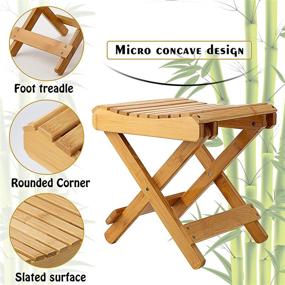 img 3 attached to MASTLU Folding Bamboo Stool: Compact and Portable Step Stool for Kids - Perfect for Kitchen, Garden, Camping - 180Lbs Weight Capacity - Burlywood