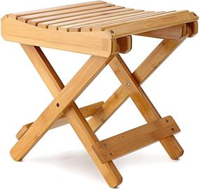 img 4 attached to MASTLU Folding Bamboo Stool: Compact and Portable Step Stool for Kids - Perfect for Kitchen, Garden, Camping - 180Lbs Weight Capacity - Burlywood