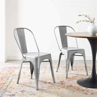 🪑 modway promenade industrial modern silver steel metal bistro dining chairs - set of 2 logo